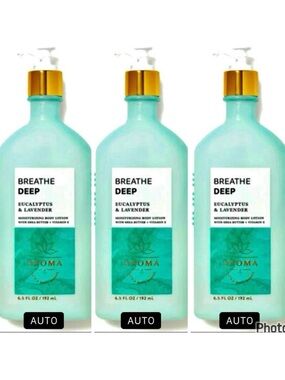 NWT 3 Bath & Body Works Aromatherapy BREATH DEEP EUCALYPTUS LAVENDER Body Lotion